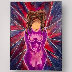 “Never Good Enough” Original Melted Crayon Artwork On Flat Canvas 16x12”